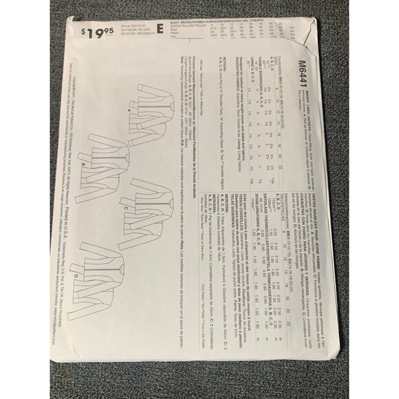 McCalls M6441 Jacket Sewing Pattern Size 8 10 12 14 Palmer/Pletsch 2011 - Picture 2 of 2